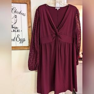 Maurice's Wine Colored Long Sleeve Dress